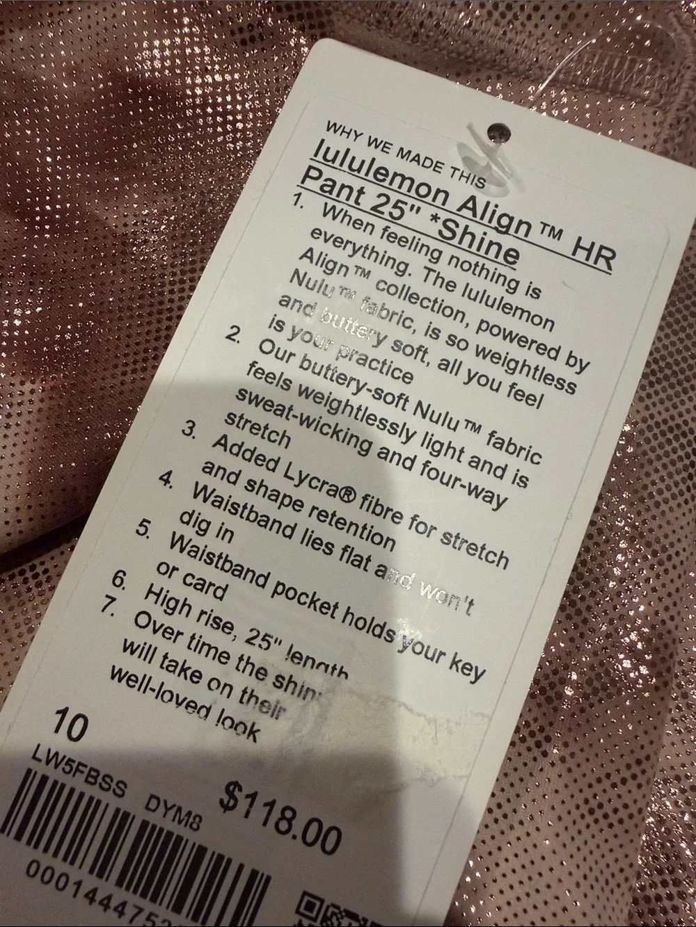 NWT Lululemon Align HR 25” Shine Legging - Picture 4 of 4